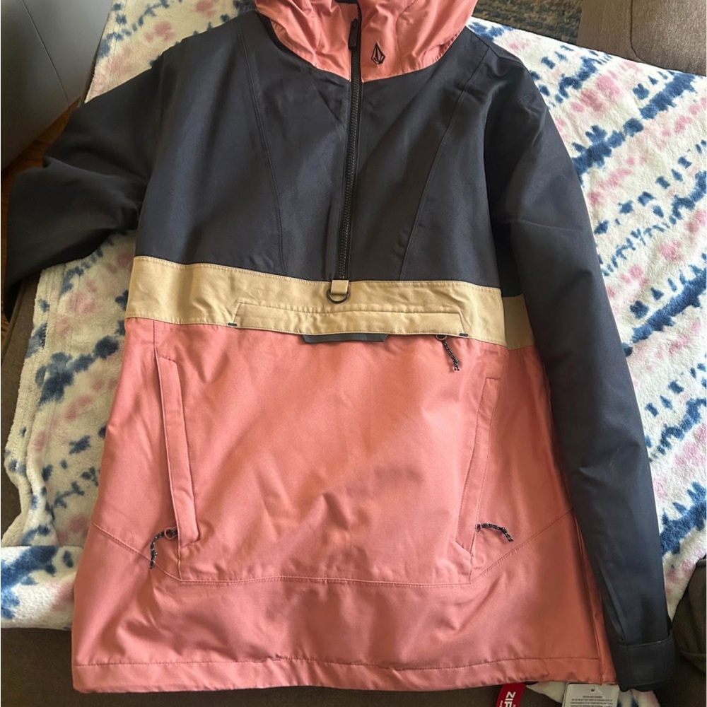 Volcom Black and Pink Hooded Jacket